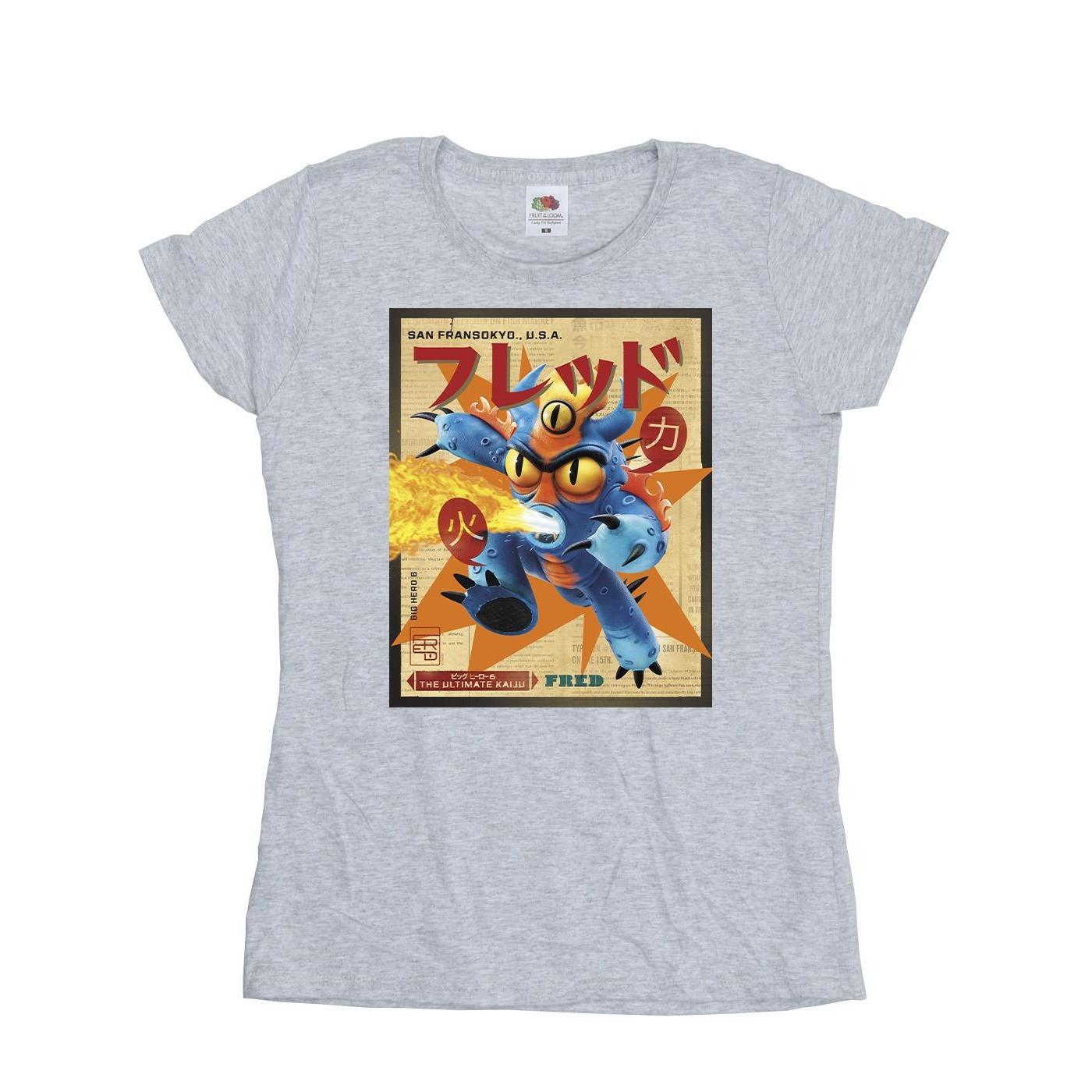 Image of Big Hero 6 Baymax Fred Newspaper Tshirt Damen Grau S