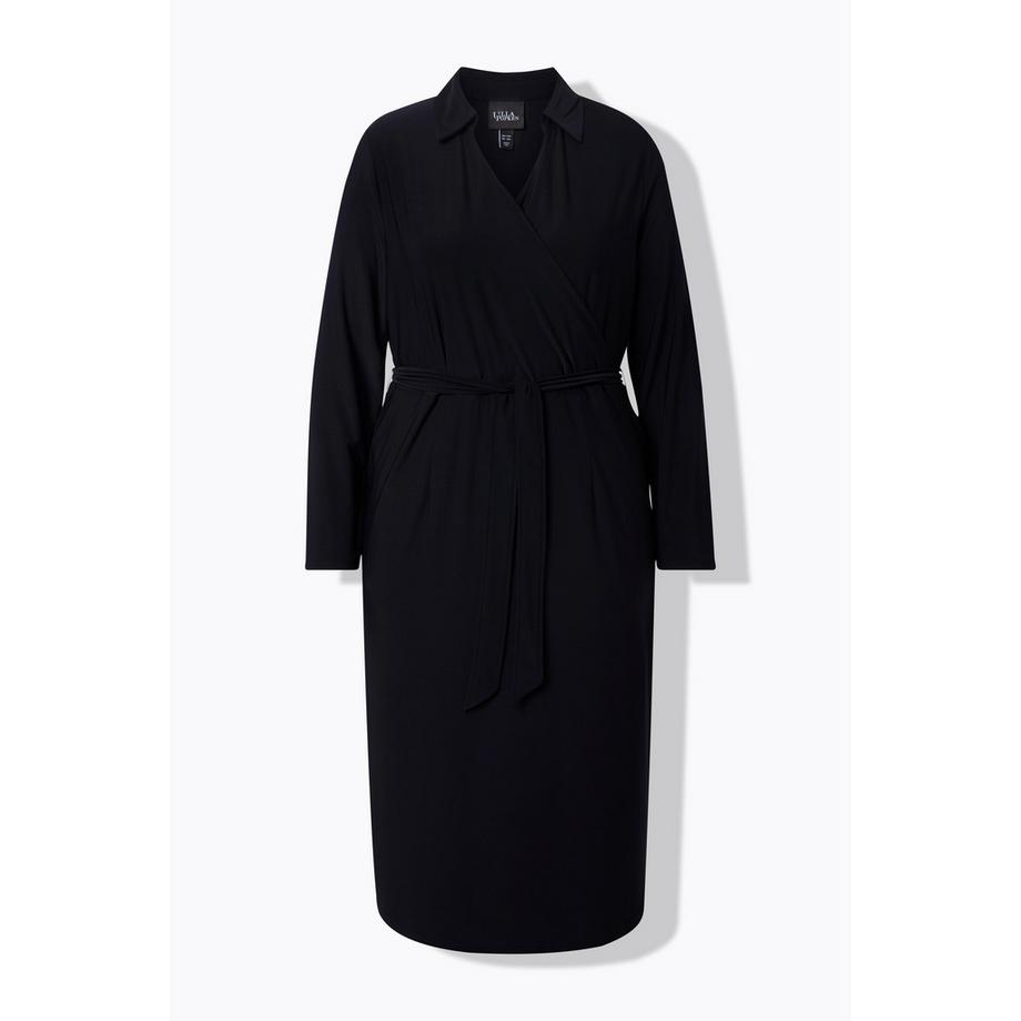 Ulla Popken Abito Midi Effetto Incrociato Collo Camicia Maniche Lunghe  