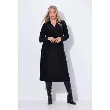 Midikleid, Wickeloptik, Hemdkragen, Langarm