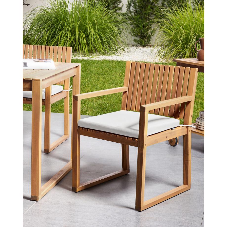 Beliani Set di 2 sedie da giardino con cuscini en Legno d'acacia certificato Scandinavo SASSARI II PREMIUM  