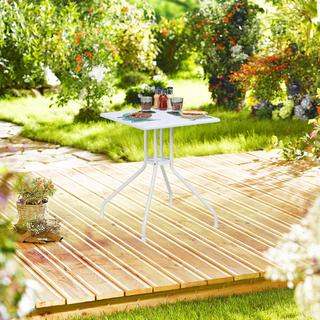 Northio Table de jardin aspect bois blanc  