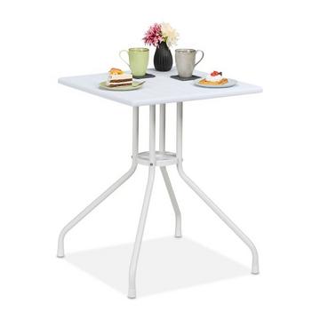 Table de jardin aspect bois blanc