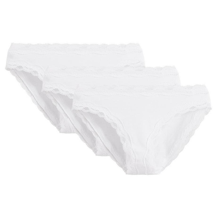 La Redoute Collections Lot de 3 slips en coton et dentelle  