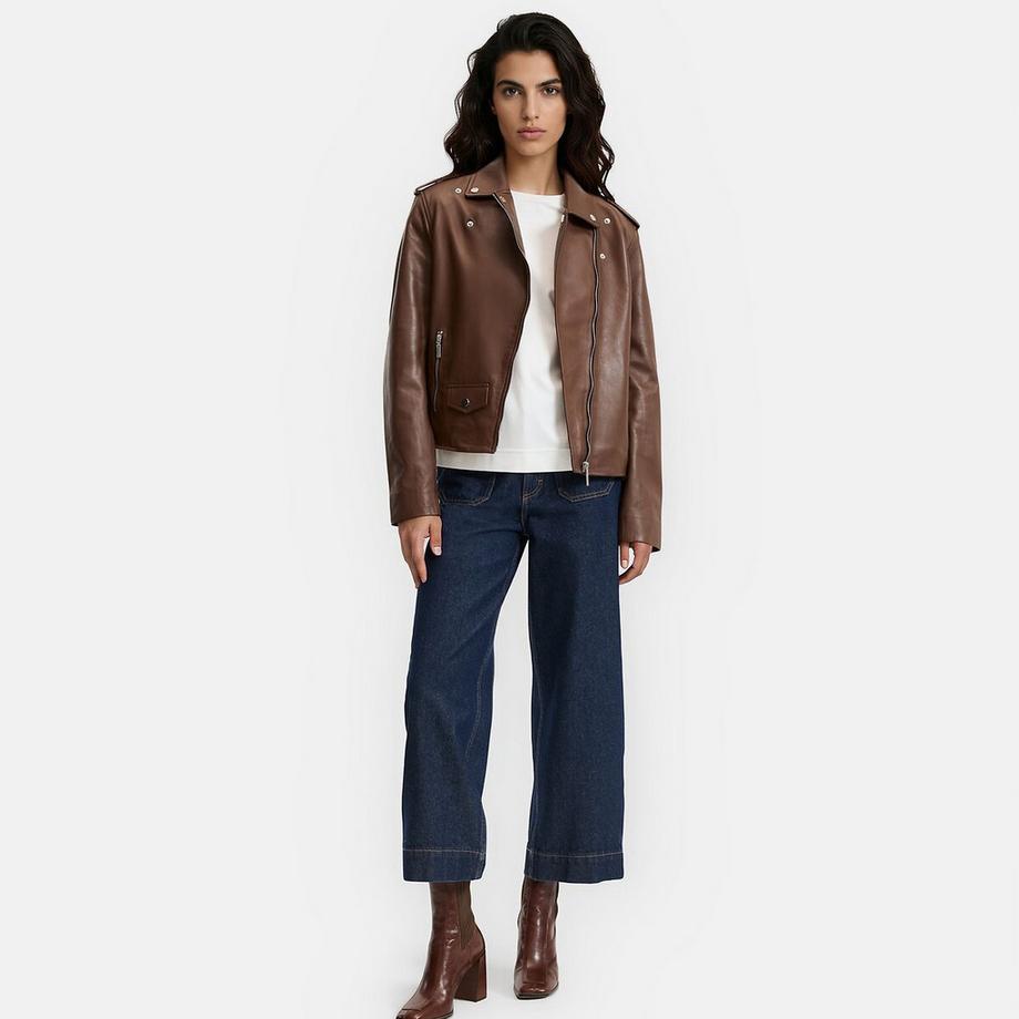 La Redoute Collections Lederjacke im Biker-Stil mit Reissverschluss  