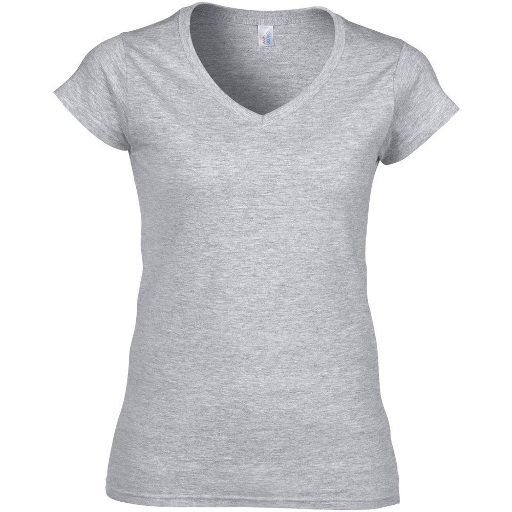 Image of Kurzarm Tshirt Mit Vausschnitt Damen Grau XL