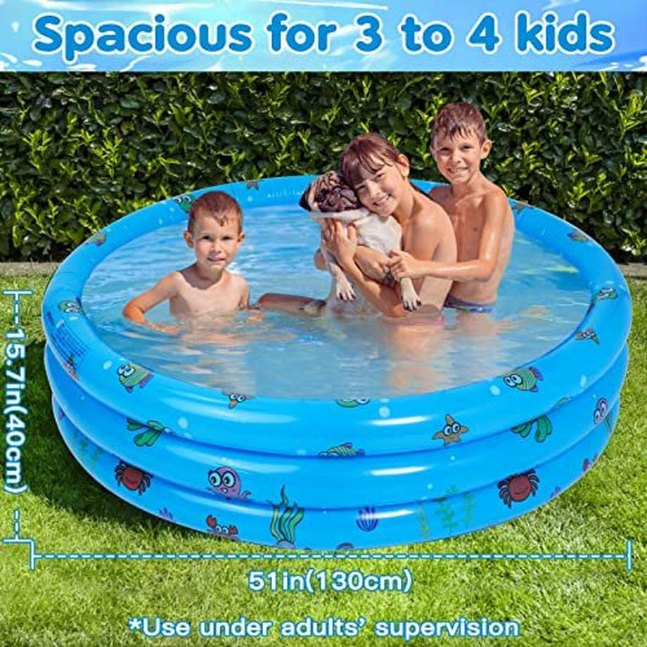 Activity-board  Planschbecken für Kinder, 51 Zoll runde aufblasbare Kinder Pool Planschbecken Baby Schwimmbad 