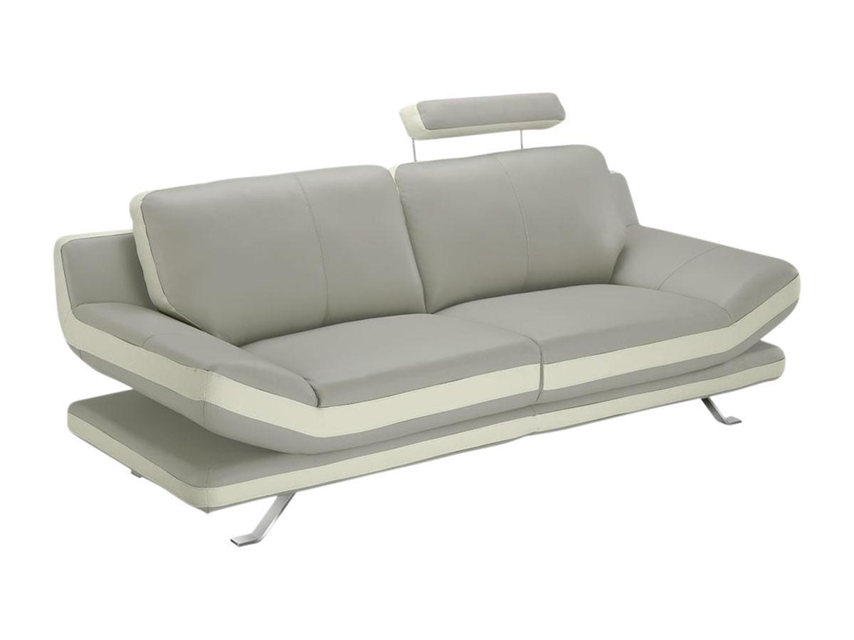 Vente-unique Ledersofa 3Sitzer LATIKA Elfenbein  