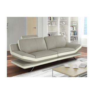 Vente-unique Ledersofa 3Sitzer LATIKA Elfenbein  