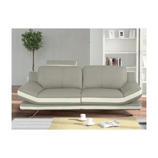 Vente-unique Ledersofa 3Sitzer LATIKA Elfenbein  