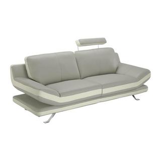 Vente-unique Ledersofa 3Sitzer LATIKA Elfenbein  