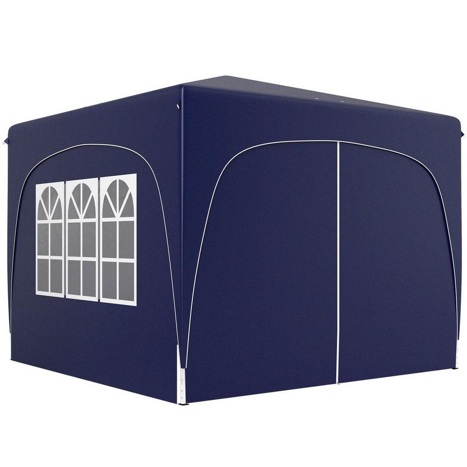 Pavillon 3x3m, wasserabweisend Stabil Winterfest Pop-up Faltpavillon, UV Schutz 50+, Faltbar Partyzelt Gartenzelt mit 4 Seitenteilen Tasche Gartenpavillon für Camping Garten, Dunkelblau