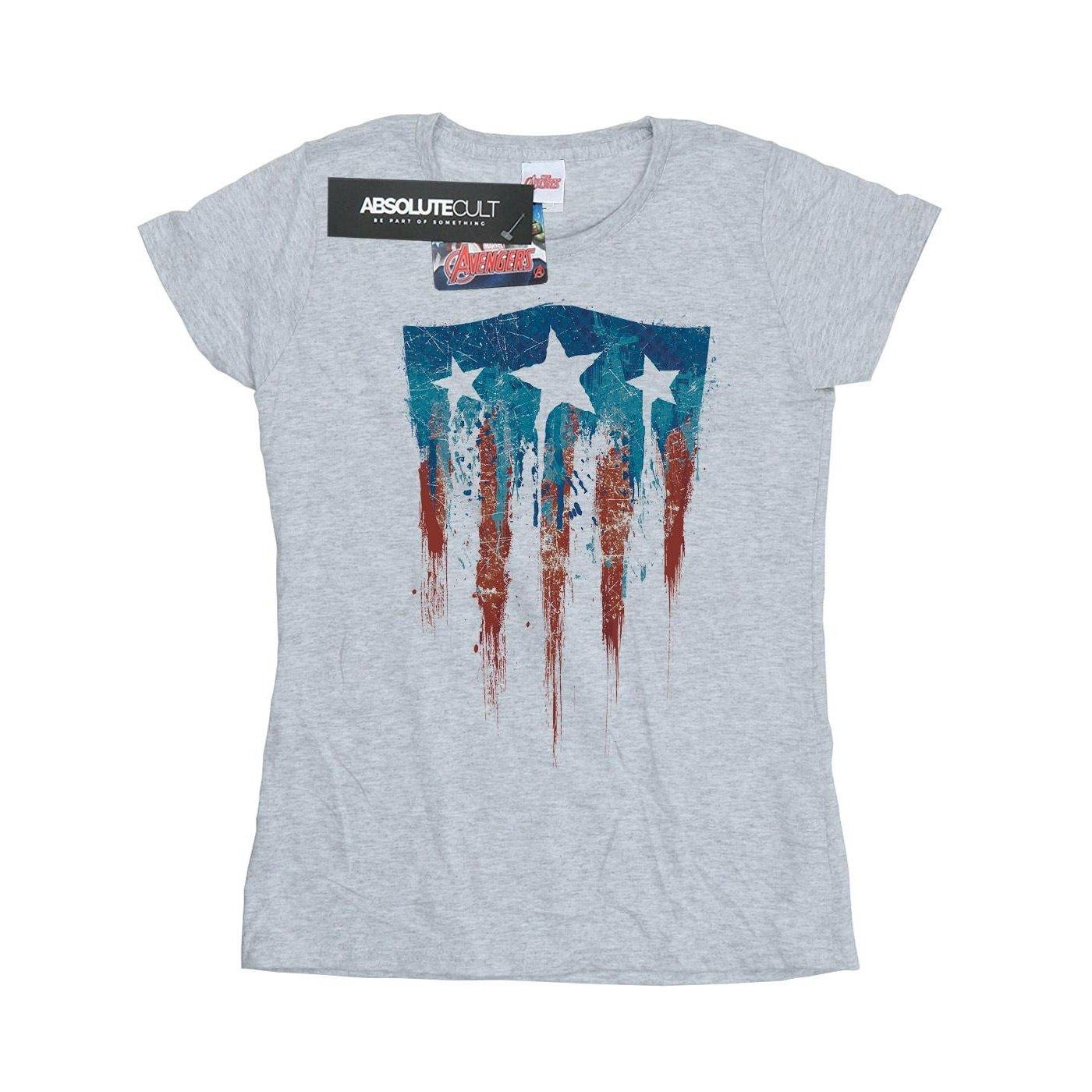 Image of Captain America Flag Shield Tshirt Damen Grau M