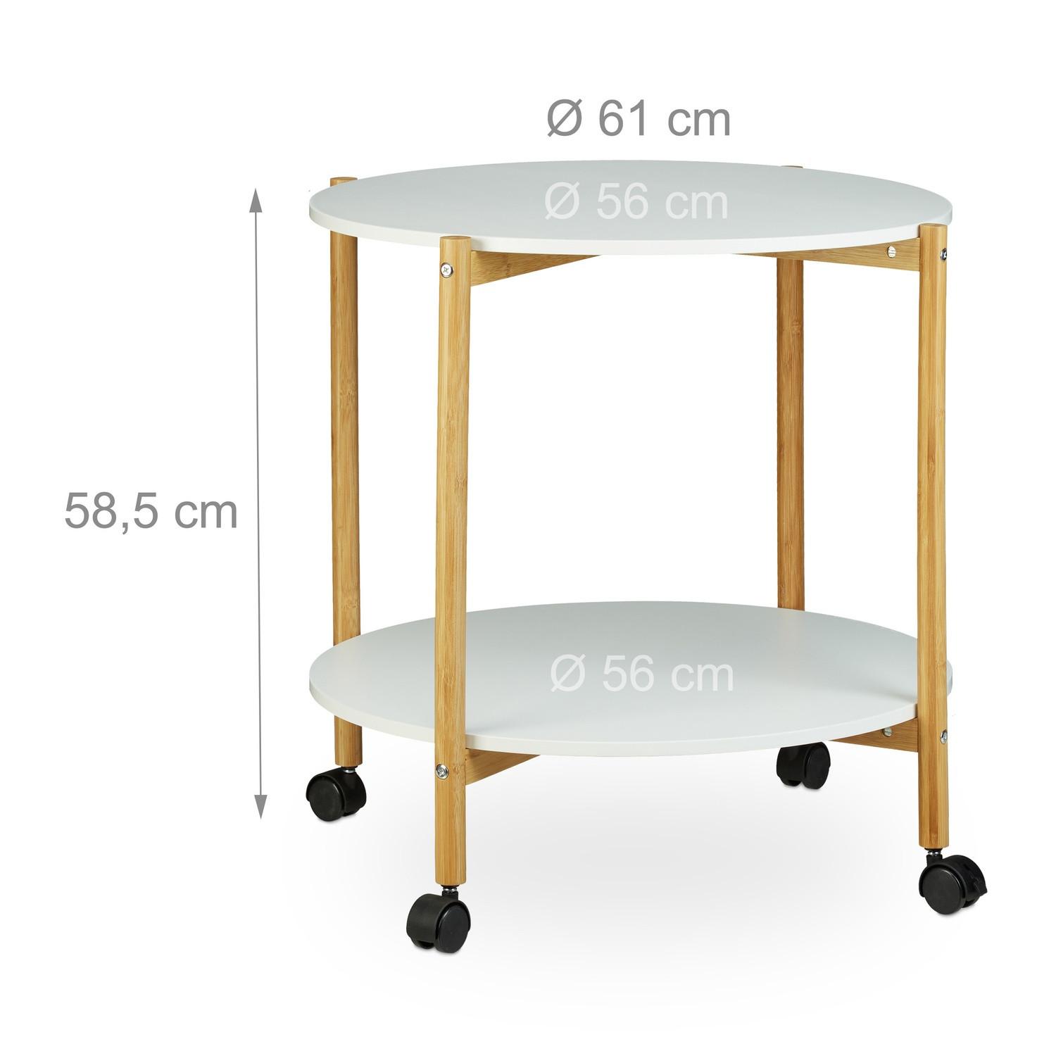 B2X Table d'appoint à roulettes et 2 niveaux  