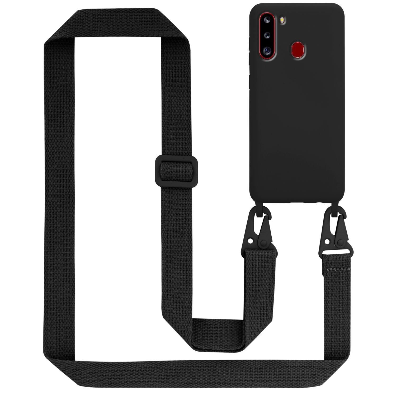 Cadorabo  Chaîne de téléphone portable compatible avec Samsung Galaxy A21 - Coque de protection en silicone avec cordelette réglable 