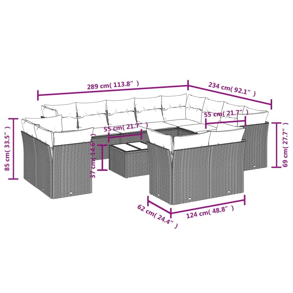 VidaXL set divano da giardino Polirattan  