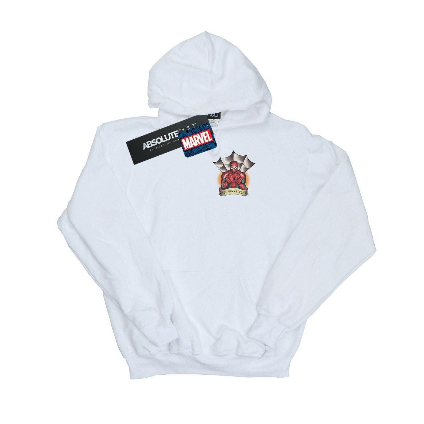 Image of Spiderman Tattoo Breast Print Kapuzenpullover Mädchen Weiss 128