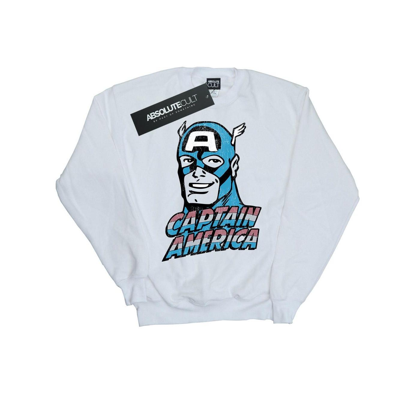 Image of Captain America Distressed Sweatshirt Mädchen Weiss 140/146
