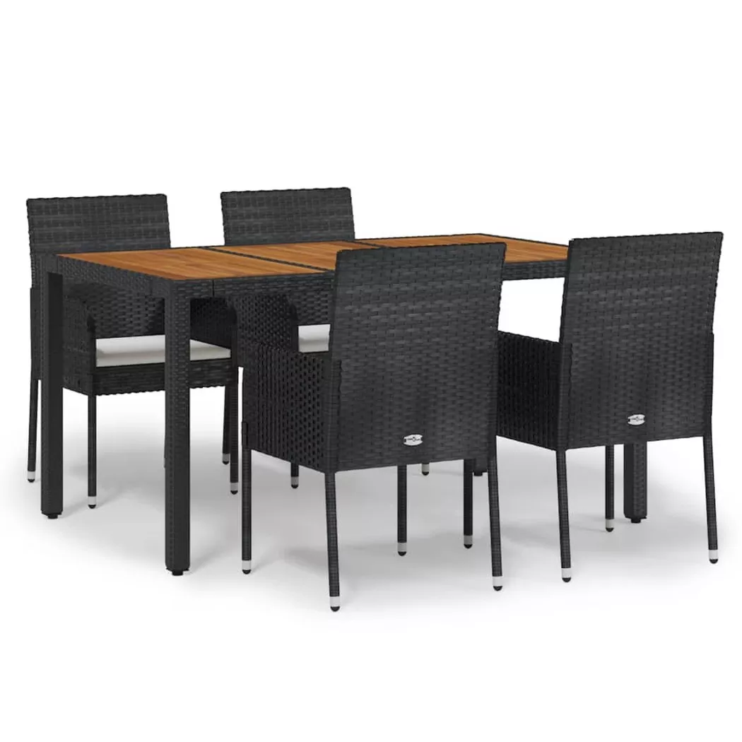 Vidaxl - Ensemble à manger de jardin coussins 5pcs Noir Résine tressée