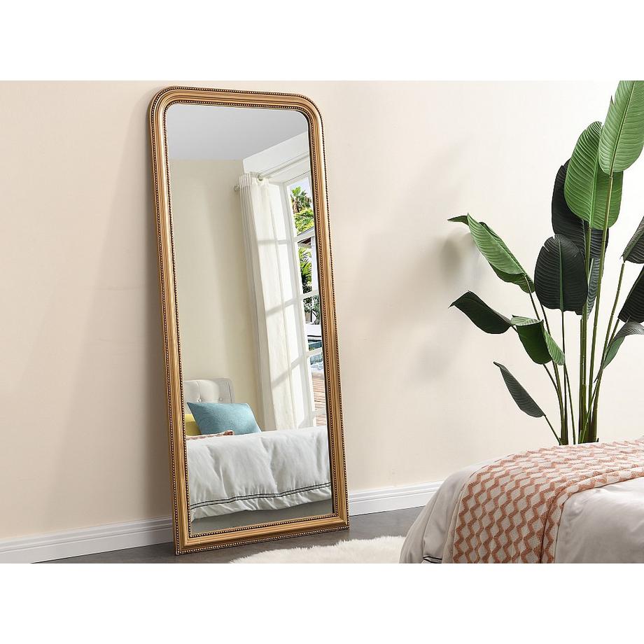 OZAIA Miroir style vintage en bois de paulownia - L. 80 x H. 180 cm - Doré effet laiton- HELOISE  