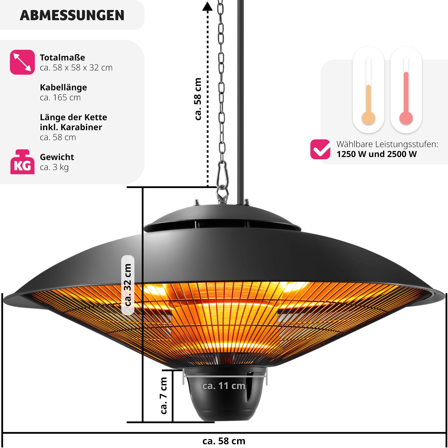 Tectake Solaris Infrarotheizstrahler Orbit 2500W, Aluminiumgehäuse  