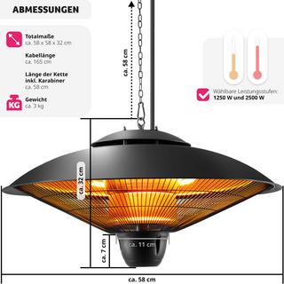 Tectake Radiateur infrarouge Solaris Orbit 2500W, boîtier en aluminium  