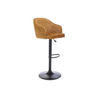 Vente-unique Tabouret de bar en tissu et métal - Hauteur réglable - Jaune moutarde et noir - CARSTEN  