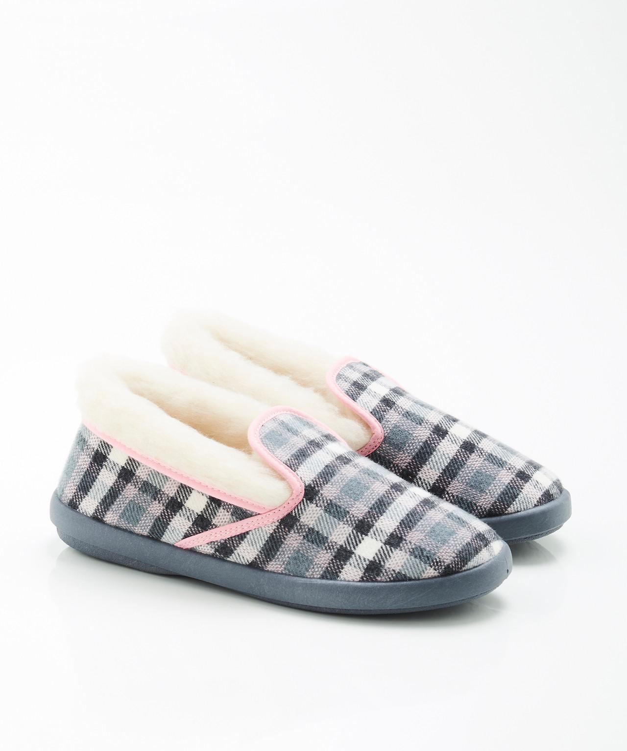 Image of Karierte Oder Einfarbige Pantoffeln Thermolactyl Damen Grau 35