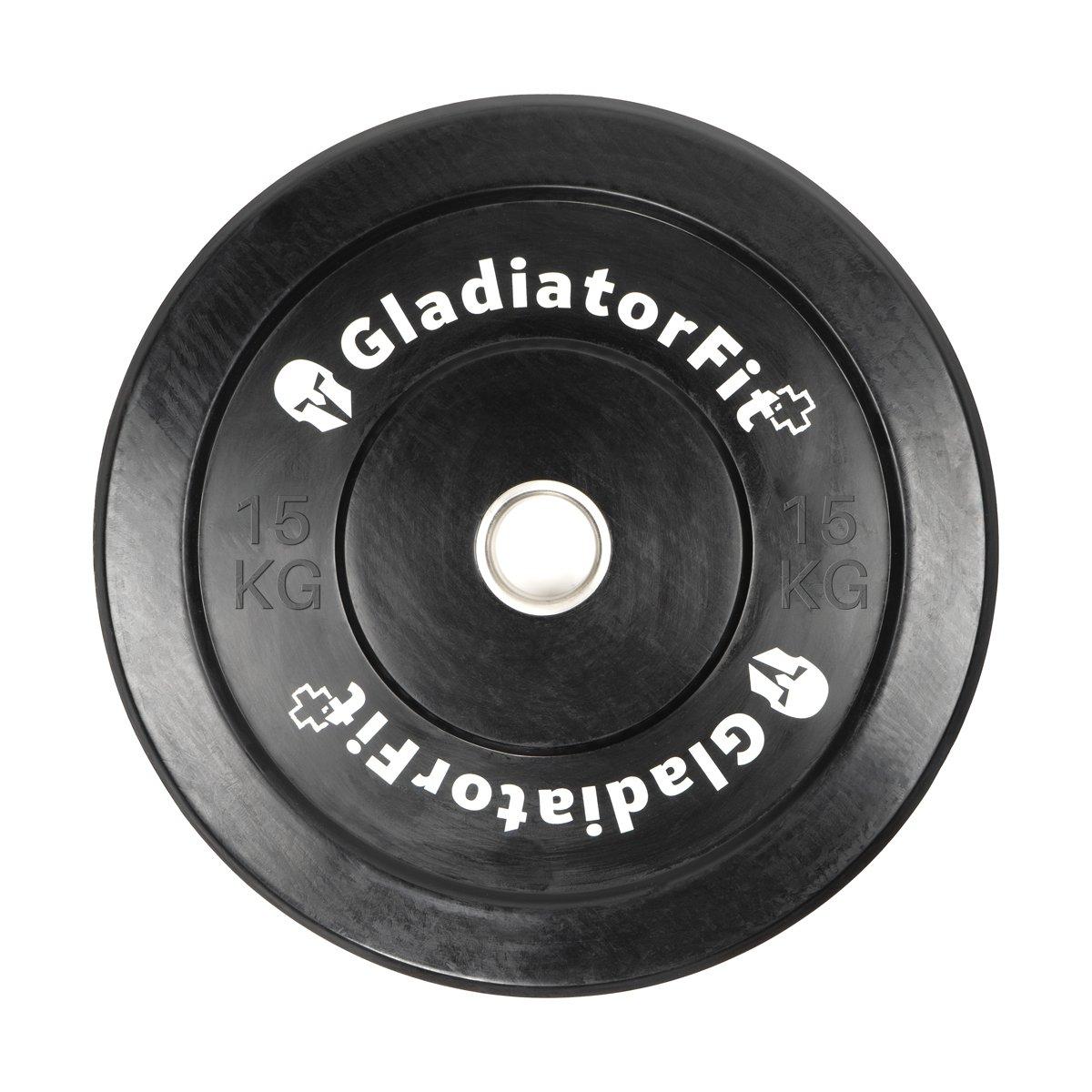 GladiatorFit  Disque olympique noir caoutchouc "Bumper Plate" Ø 51mm 