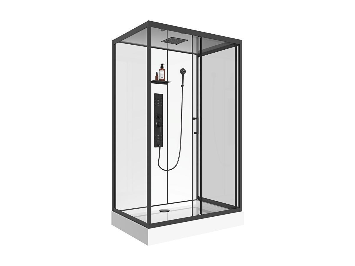 SHOWER DESIGN Rechteckige Duschkabine mit Hydromassage - Beidseitige Installation - 110 x 80 x 215 cm - SULIPA  