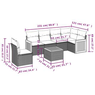 VidaXL Ensemble de canapés de jardin rotin synthétique  