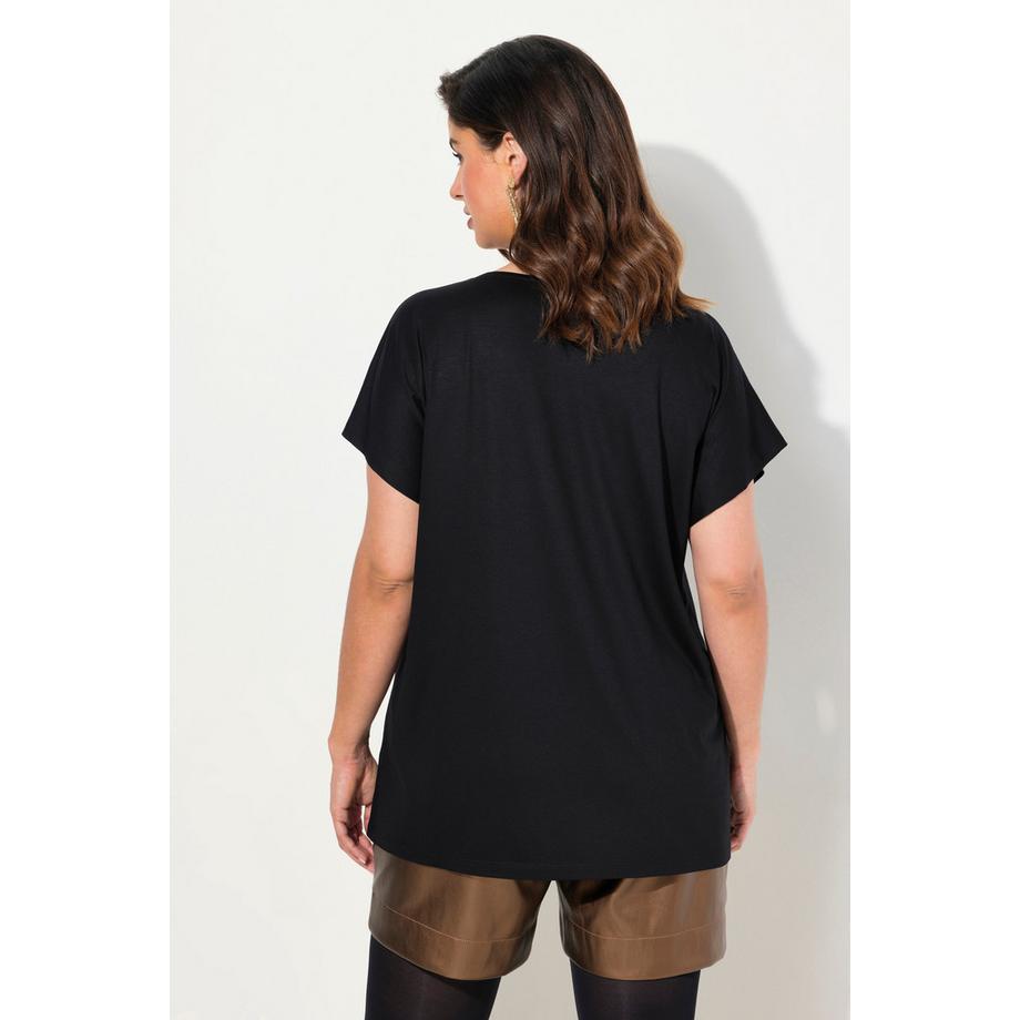 Ulla Popken T-shirt Pietre Decorative Oversize Scollo Rotondo Mezze Maniche  