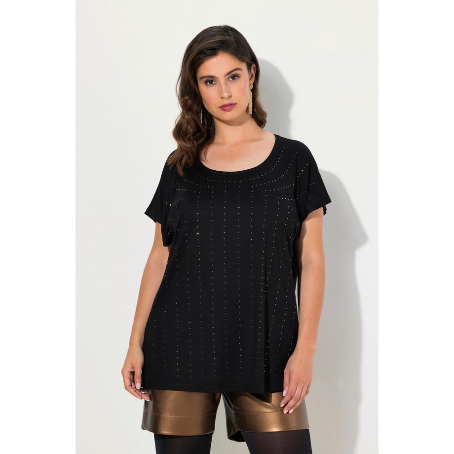 Ulla Popken T-shirt Pietre Decorative Oversize Scollo Rotondo Mezze Maniche  