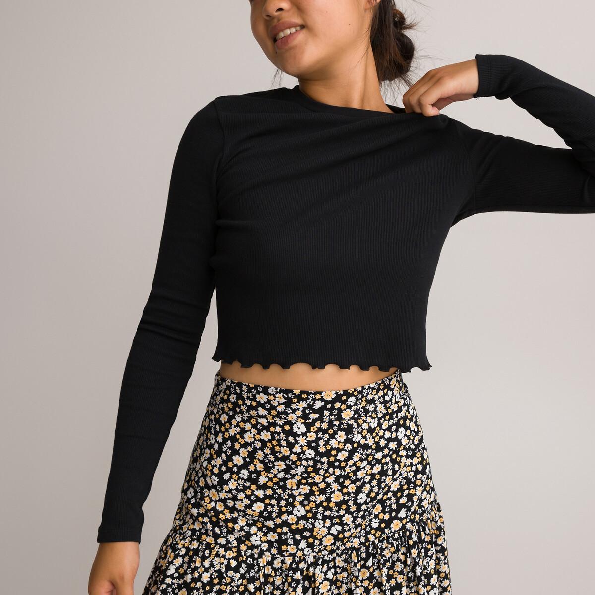 Image of Cropped-shirt Aus Ripp Mädchen Schwarz XS