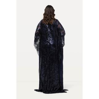 Ulla Popken  Cape-Kleid, doppellagig, Pailletten, V-Ausschnitt, 3/4-Arm 