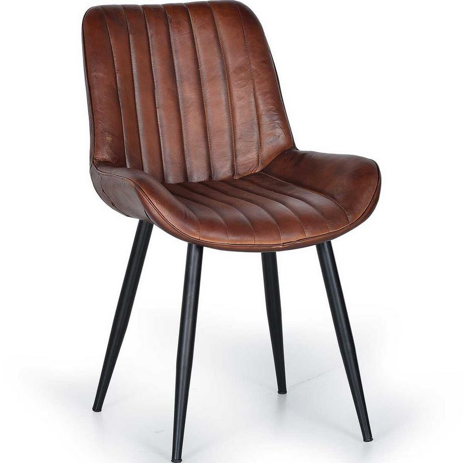 mutoni Sedia pelle metallo marrone  