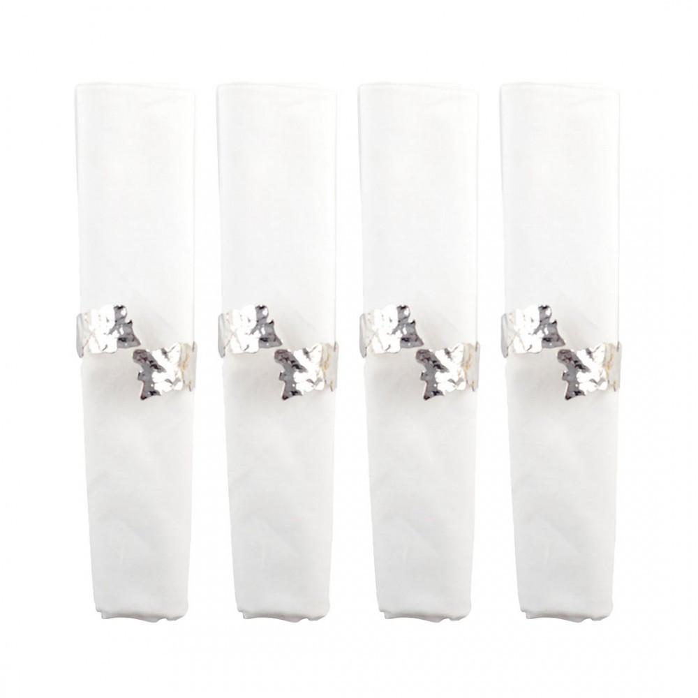 Image of Set Mit 4 Gehämmerten Serviettenringen Silber Unisex ONE SIZE