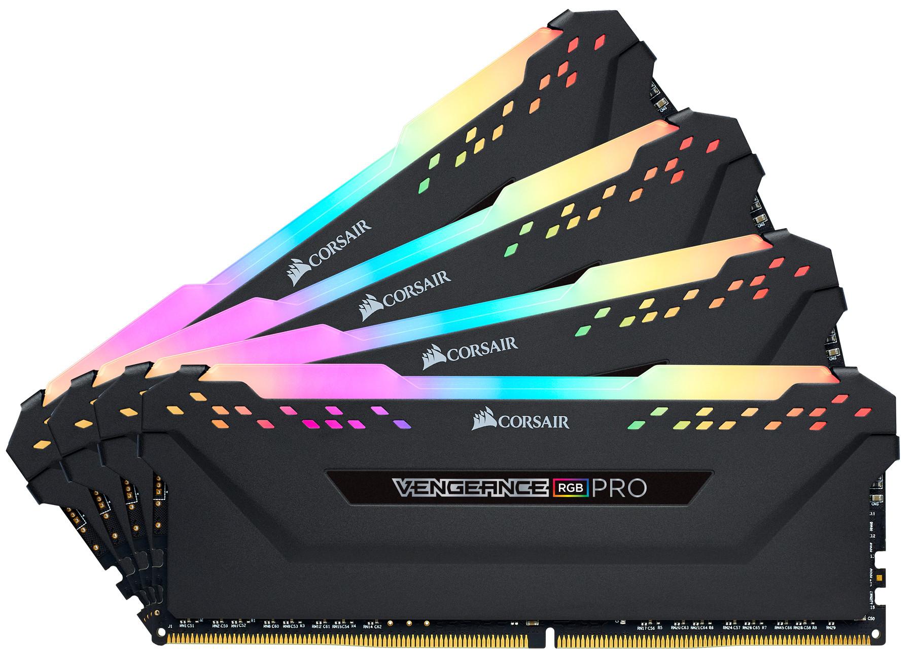 Corsair  DDR4-RAM Vengeance RGB PRO Black 3200 MHz 4x 16 GB 64GB, DDR4-3200, DIMM 288 