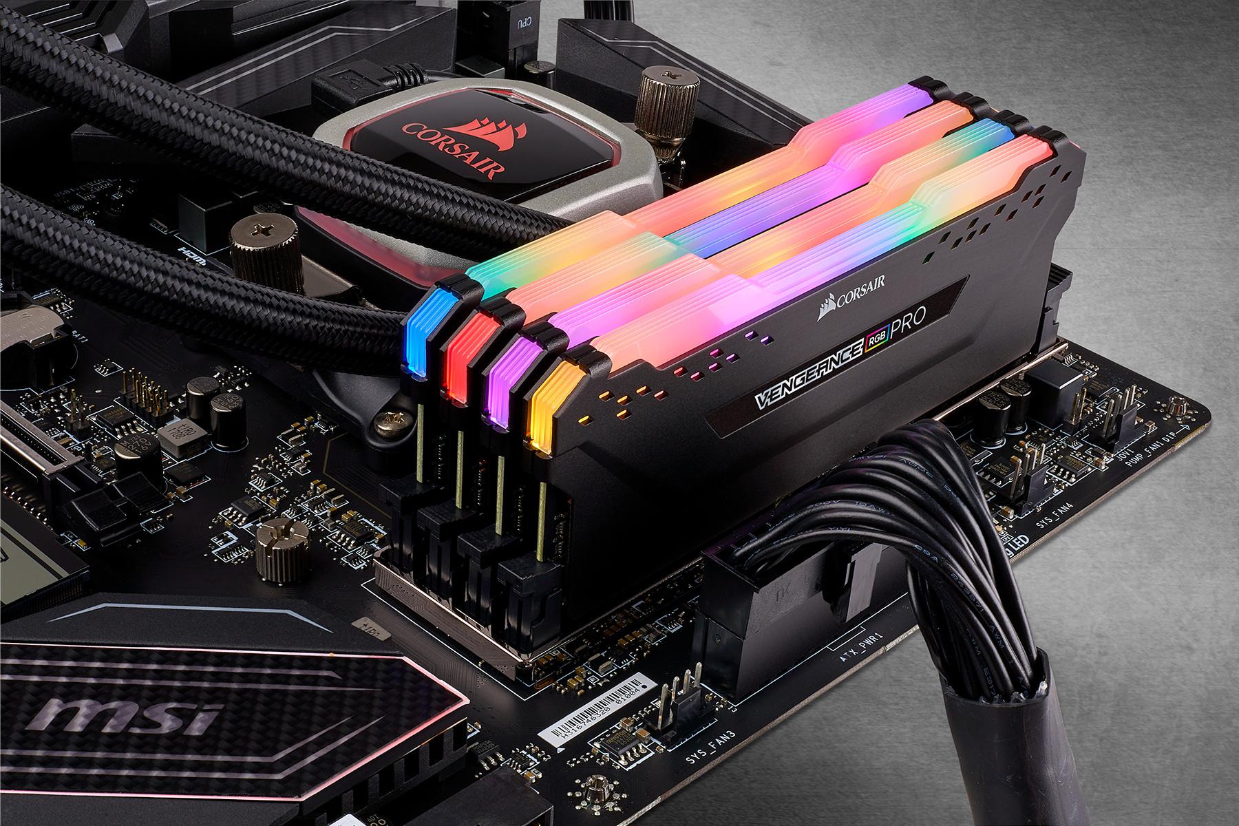 Corsair  DDR4-RAM Vengeance RGB PRO Black 3200 MHz 4x 16 GB 64GB, DDR4-3200, DIMM 288 