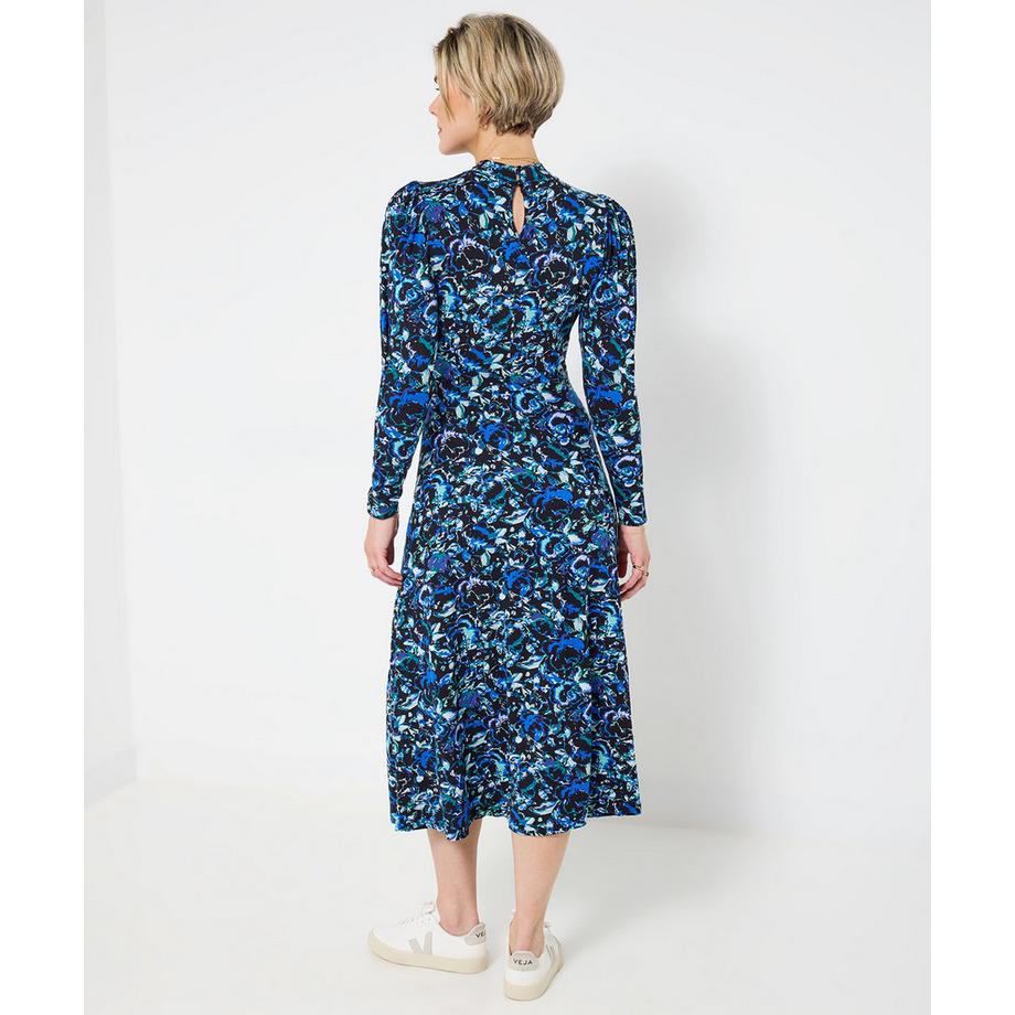 Joe Browns Abito in jersey stile vintage floreale con collo alto e balze  