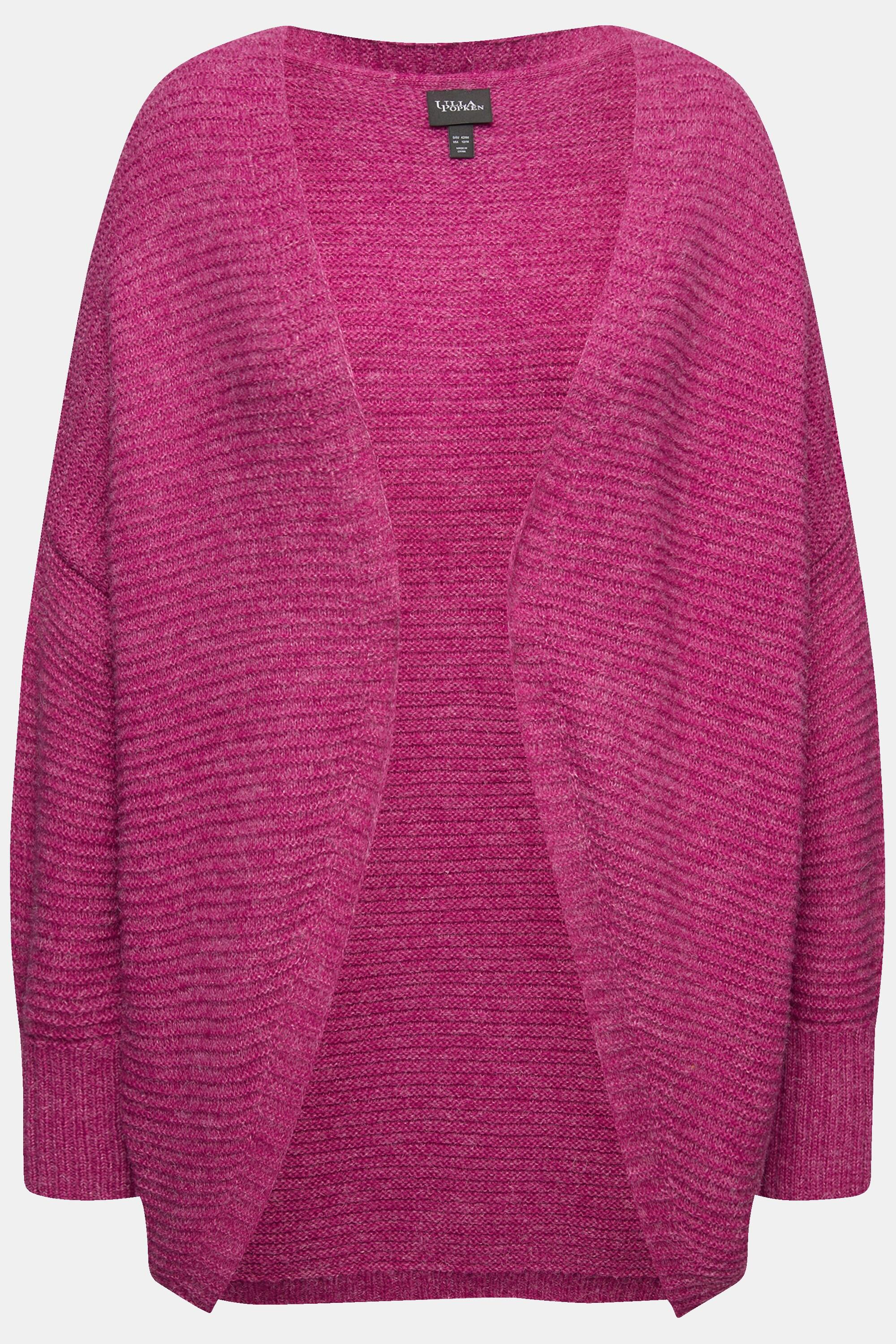 Ulla Popken  Cardigan coupe ouverte, laine mélangée, silhouette en O (Egg-Shape) 