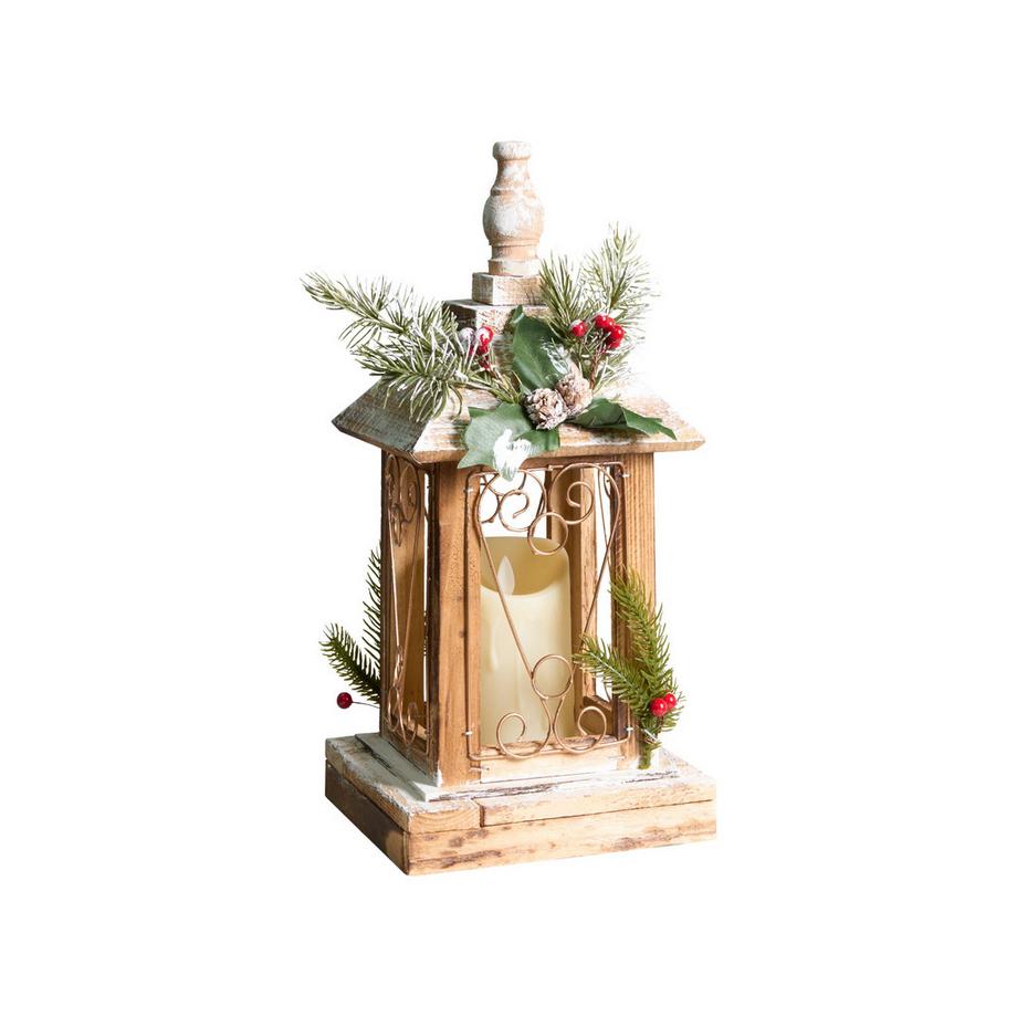 Beliani Lanterna a LED en Legno di abete Classico SAIMA  