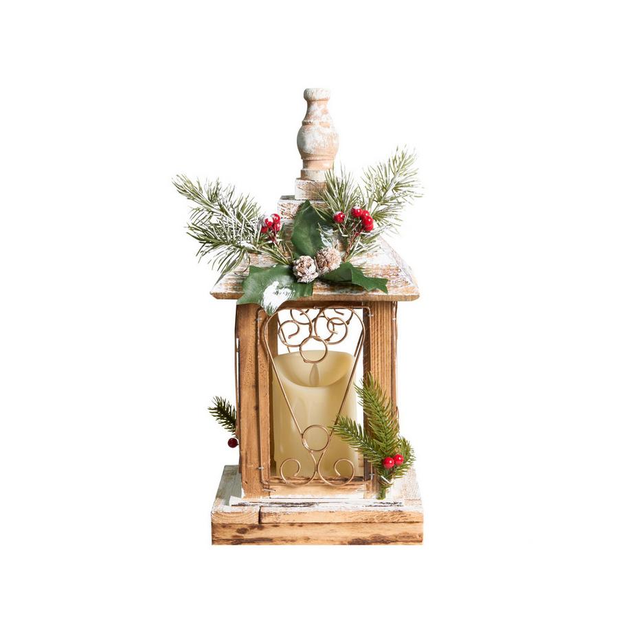 Beliani Lanterna a LED en Legno di abete Classico SAIMA  