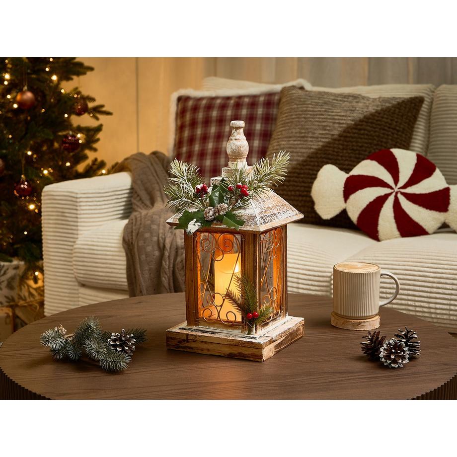 Beliani Lanterna a LED en Legno di abete Classico SAIMA  