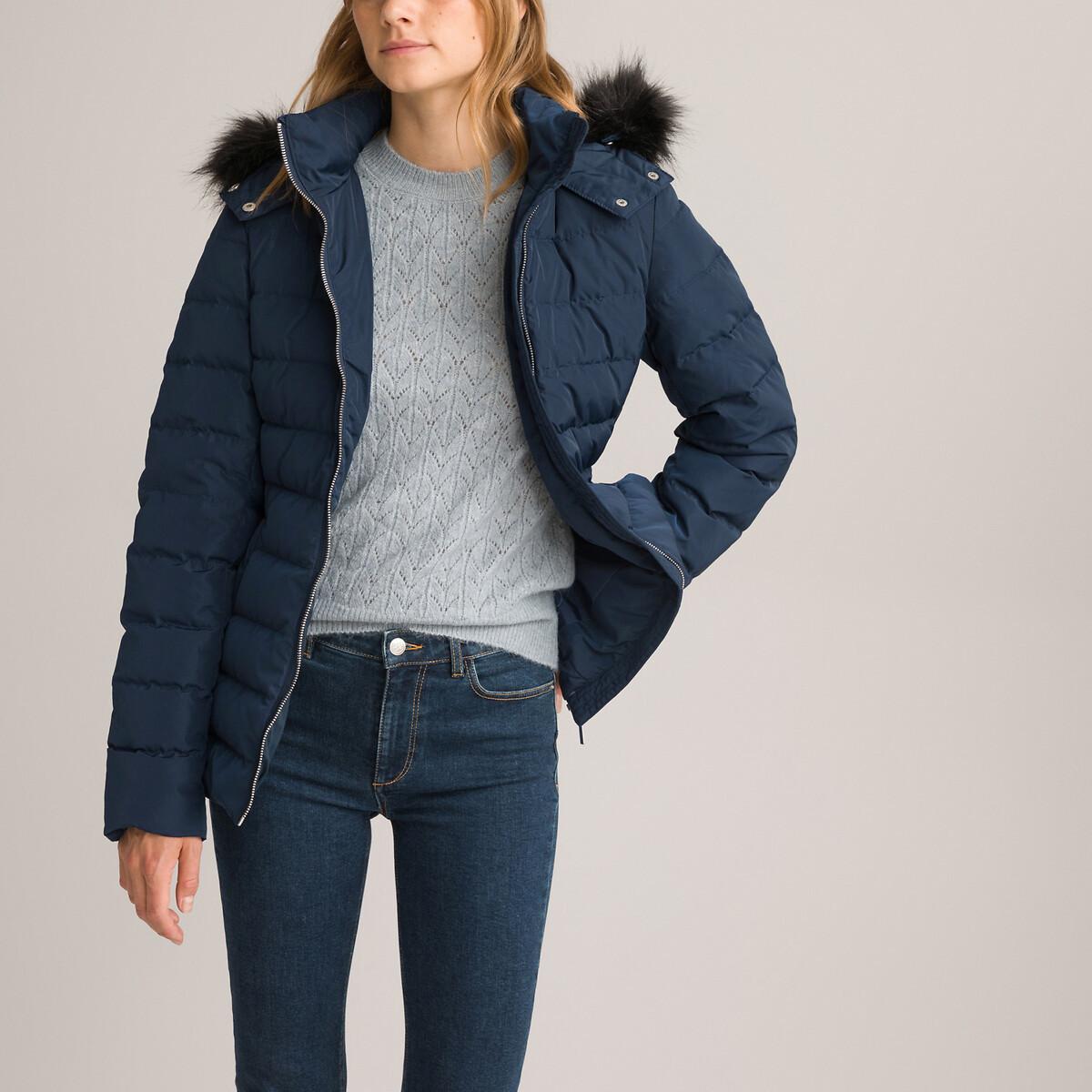 Image of Gesteppte Daunenjacke Mit Kapuze Und Gürtel Damen Blau 44