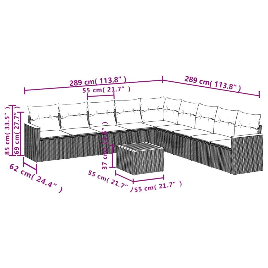 VidaXL set divano da giardino Polirattan  