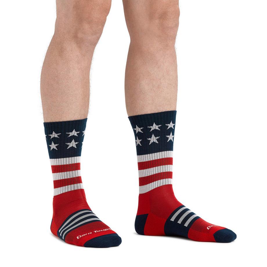 Darn Tough Vermont  Calze Uomo Leggere in Lana Merino con Motivo Bandiera USA 