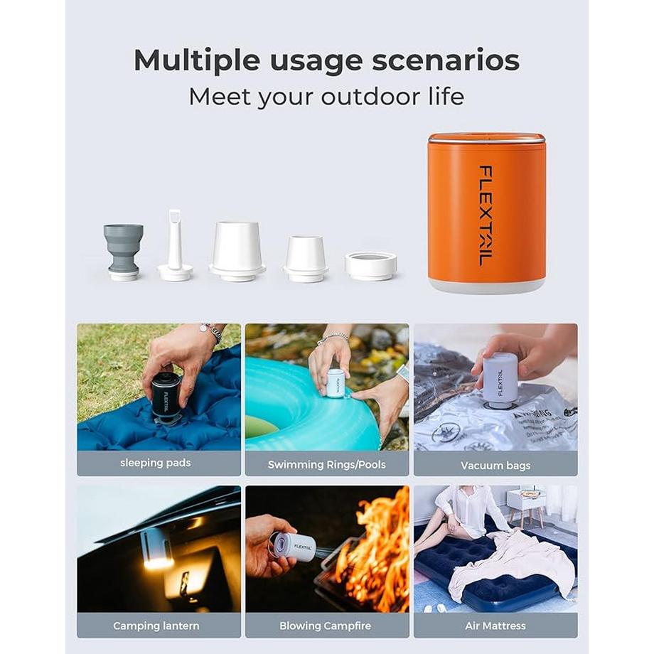 Flextail  TINY PUMP 2X 3-in-1 Outdoor-Pumpe mit Campinglampe 