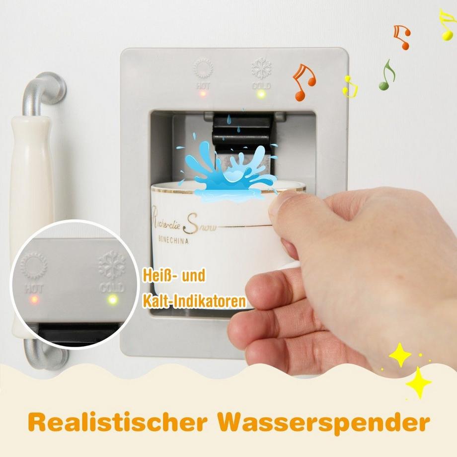 Northix  Eck Spielküche mit Separatem Kühlschrank & Sound & Spielzubehör Kinderküche Weiß 