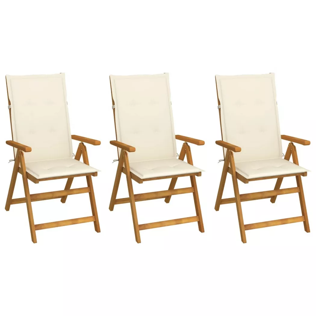 vidaXL Klappstühle 3 Stk. mit Auflagen Massivholz Akazie