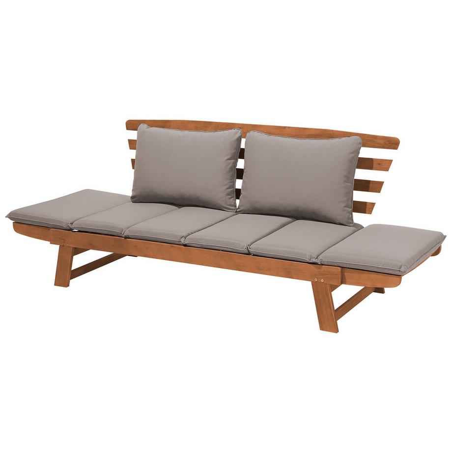 Beliani Banc avec coussin d'assise en Bois d'eucalyptus Rétro PORTICI  